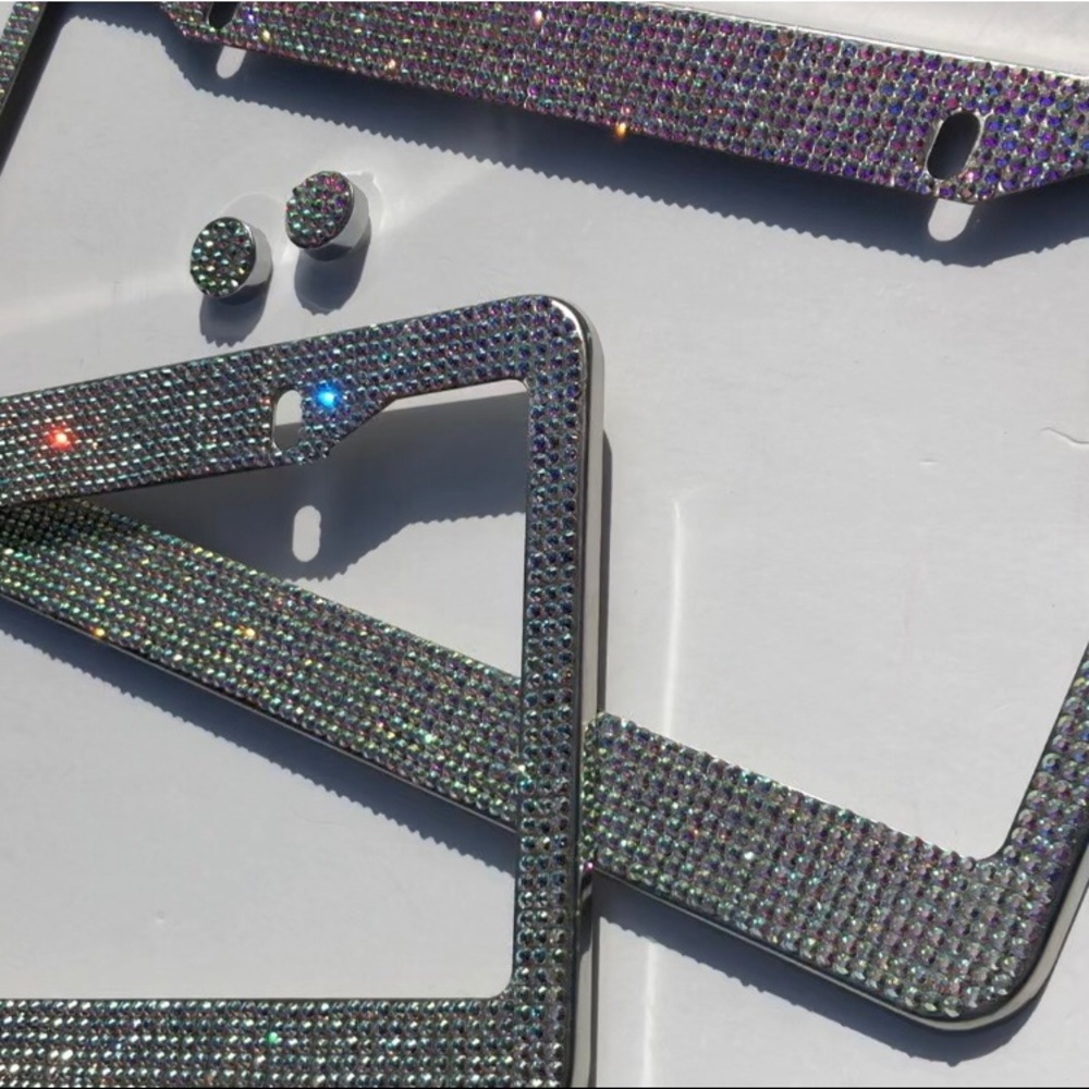 Custom BLING License plate frames holder Crystal Rhinestones